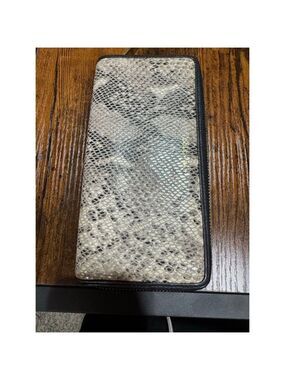 Cole Haan Women's Black Snakeskin Zip-Around Wallet